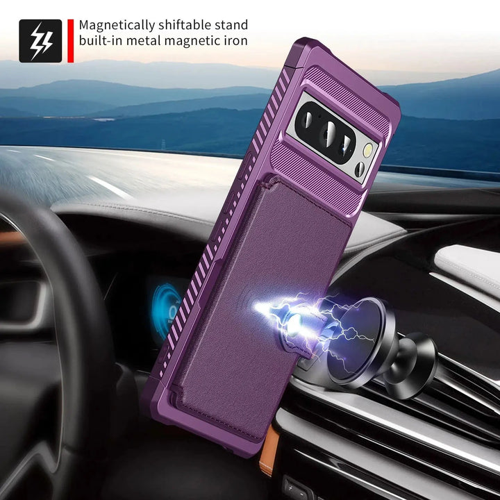 Magnetic Leather Wallet Case For Google Pixel
