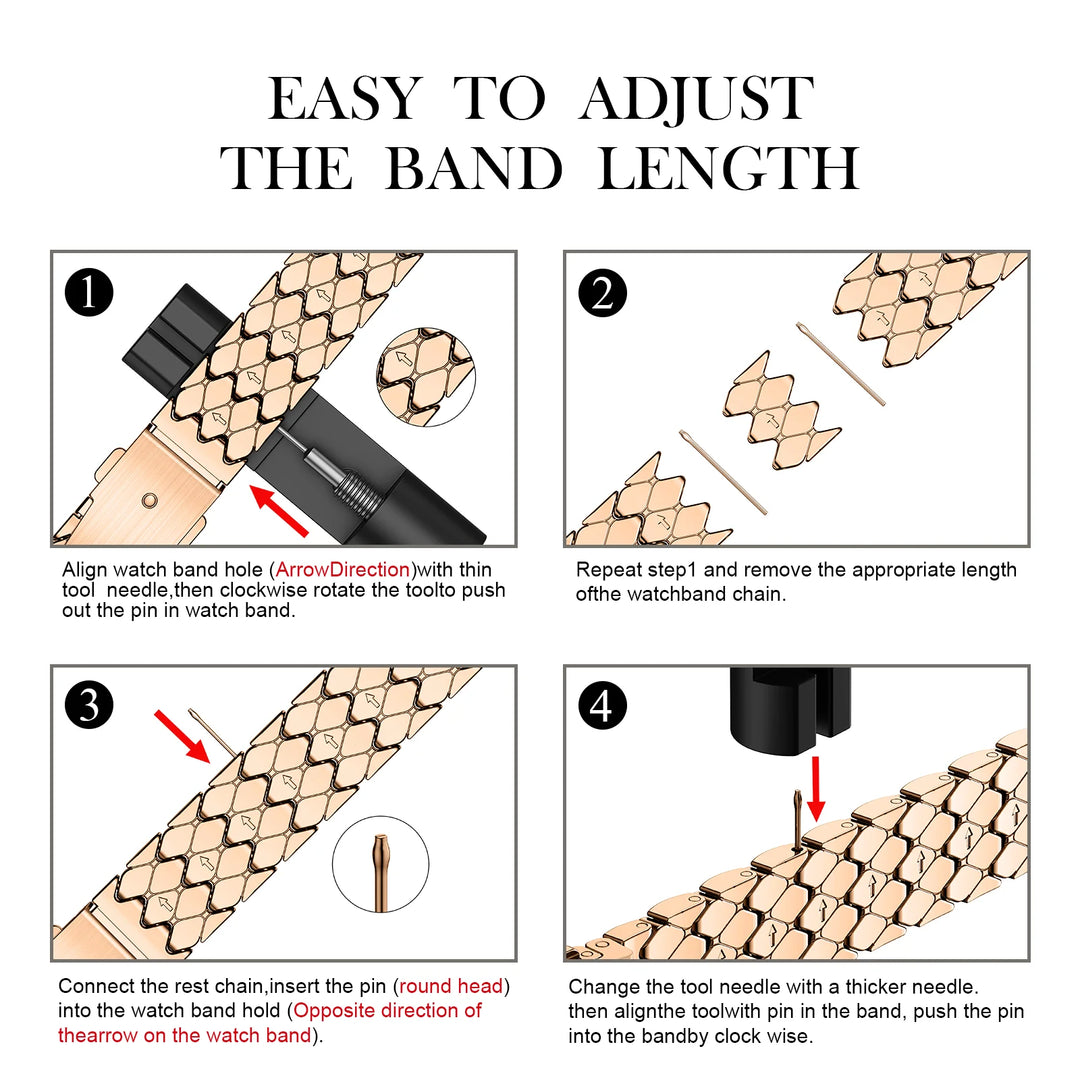 Slim Scale Stainless Steel Watch Band