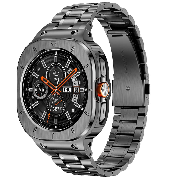 Stainless Steel Band With Shockproof Case For Samsung Watch Ultra grey / galaxy ultra 47mm / China Mainland 200000049:1954454310#grey;200000051:100016949#galaxy ultra 47mm;200007763:201336100