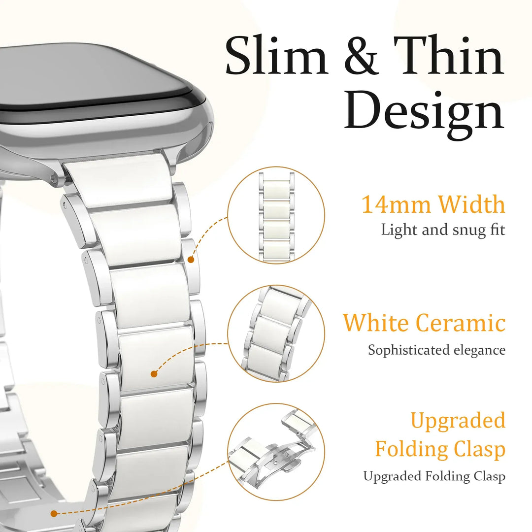 Slim Ceramic Stainless Steel Watch Band