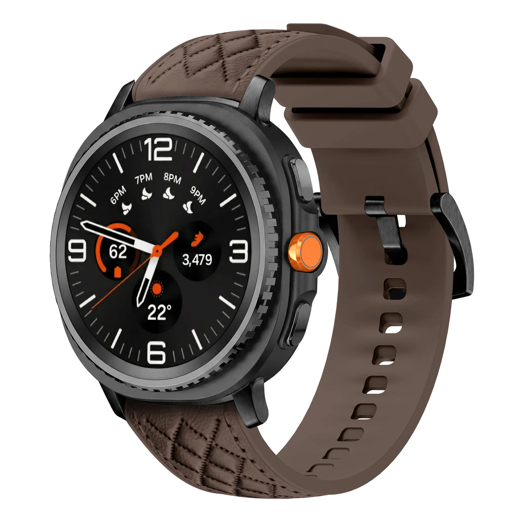 Quilted Leather Sports Band For Samsung Watch 8 Coffee 200000049:350853#Coffee;200000051:201336458#Galaxy Watch 8;200007763:201336100