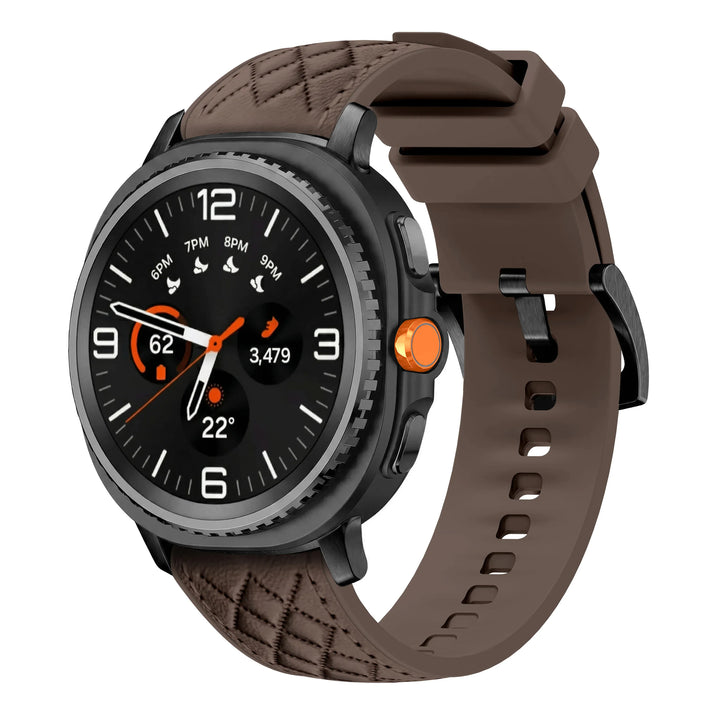 Quilted Leather Sports Band For Samsung Watch 8 Coffee 200000049:350853#Coffee;200000051:201336458#Galaxy Watch 8;200007763:201336100