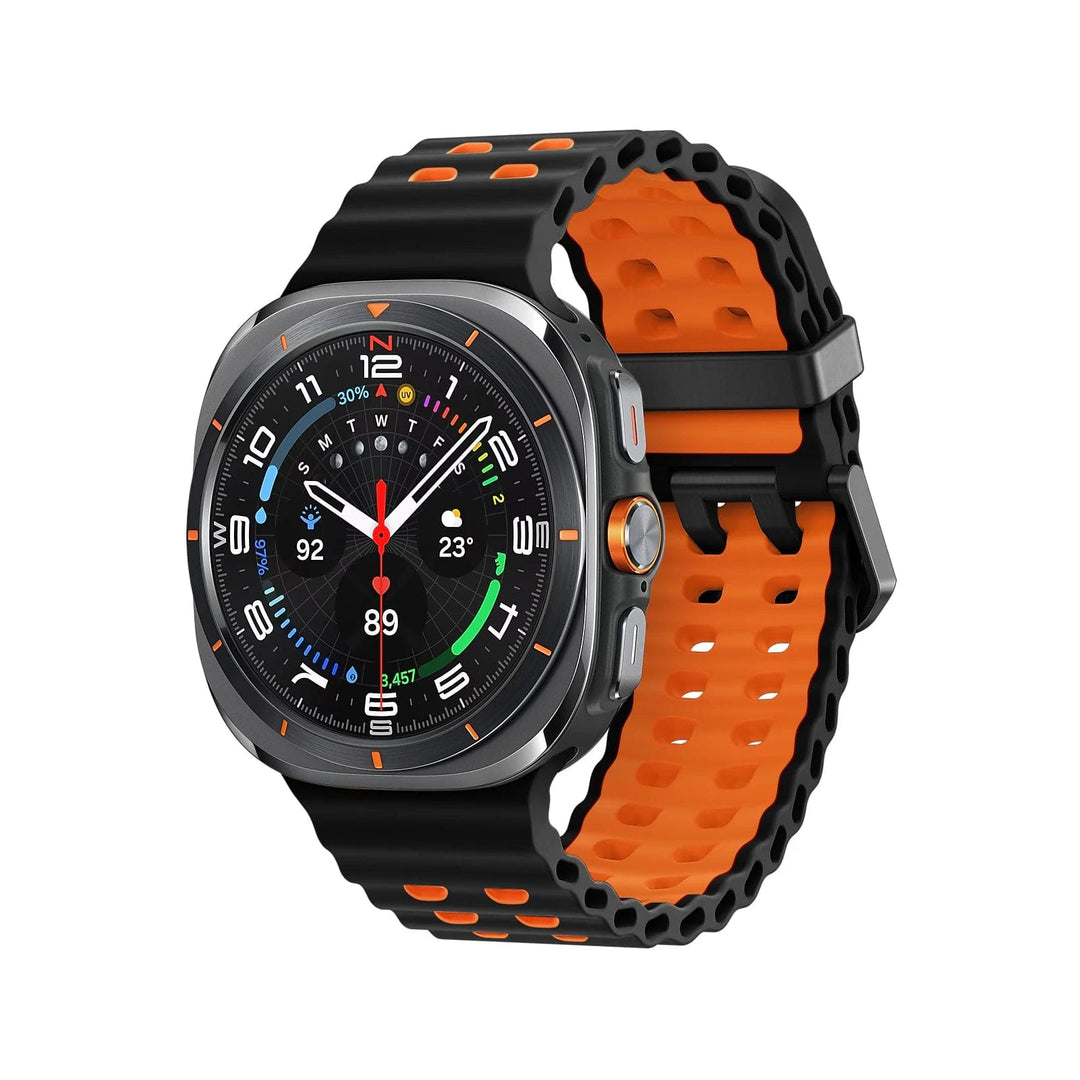 Rugged 2 Tone Sports Watch Band For Samsung Watch 7 Ultra black-orange / galaxy watch ultra 200000049:506942013#black-orange;200000051:100016944#galaxy watch ultra;200007763:201336100