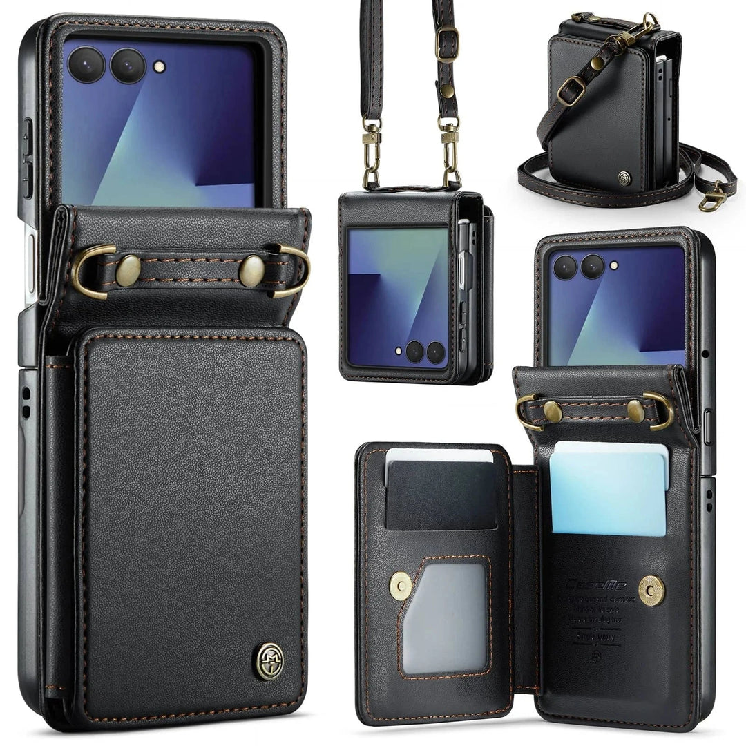 RFID Flip Leather Wallet Case For Samsung Z Flip