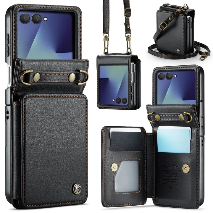 RFID Flip Leather Wallet Case For Samsung Z Flip