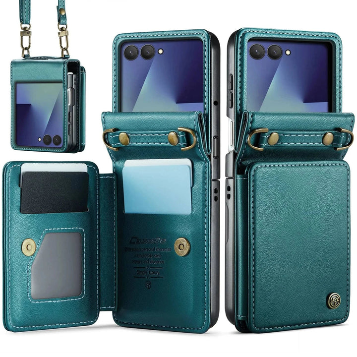RFID Flip Leather Wallet Case For Samsung Z Flip Green / CHINA / For Galaxy Z Flip 7 10:351785#For Galaxy Z Flip 7;14:175#Green;200007763:201336100