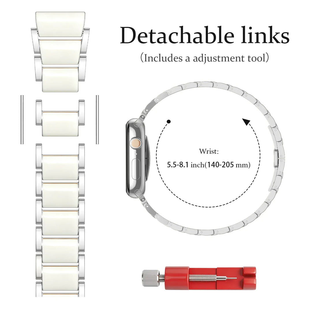 Slim Ceramic Stainless Steel Watch Band
