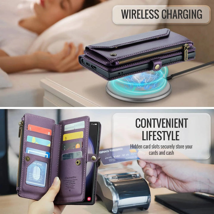 RFID Crossbody Leather Wallet Case For Samsung Galaxy