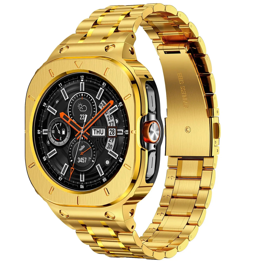 Stainless Steel Band With Shockproof Case For Samsung Watch Ultra gold / galaxy ultra 47mm / China Mainland 200000049:350686#gold;200000051:100016949#galaxy ultra 47mm;200007763:201336100