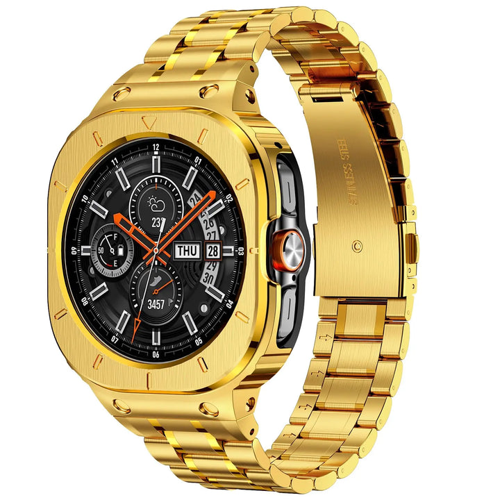 Stainless Steel Band With Shockproof Case For Samsung Watch Ultra gold / galaxy ultra 47mm / China Mainland 200000049:350686#gold;200000051:100016949#galaxy ultra 47mm;200007763:201336100