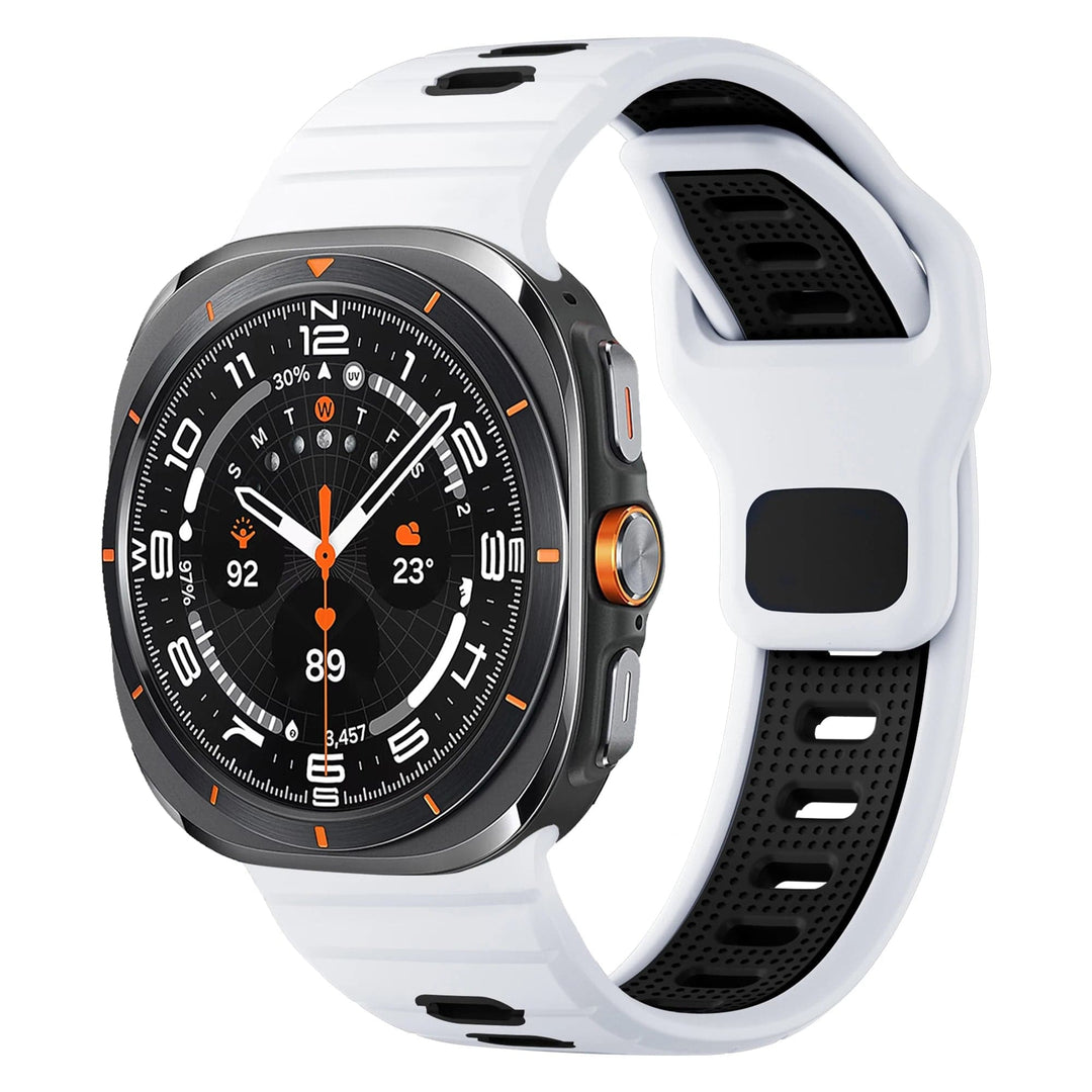 2 Tone Sports Watch Band for Samsung Watch 7 Ultra White - Black DX241118109