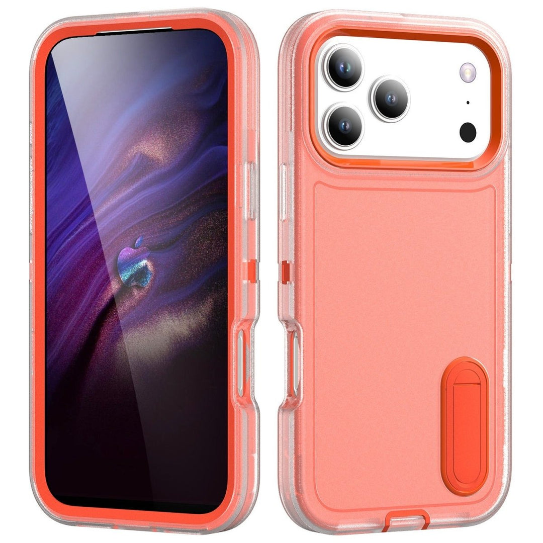 Shockproof Kickstand Phone Case iPhone 17 Pro Clear & Orange Parkfield Supplies