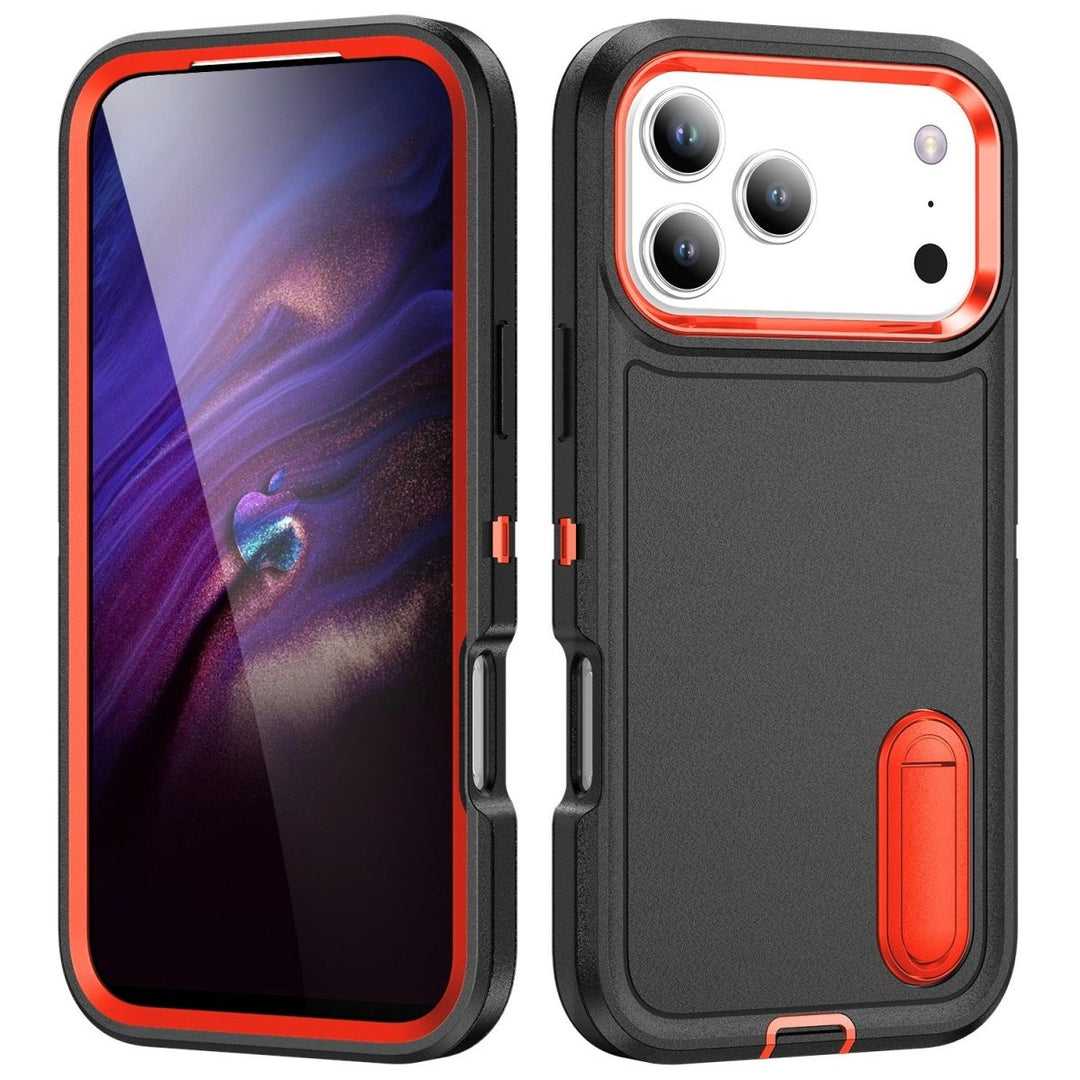 Shockproof Kickstand Phone Case iPhone 17 Pro Black & Orange Parkfield Supplies