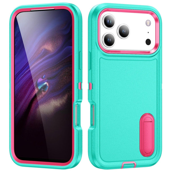 Shockproof Kickstand Phone Case iPhone 17 Pro Teal Green & Pink Parkfield Supplies