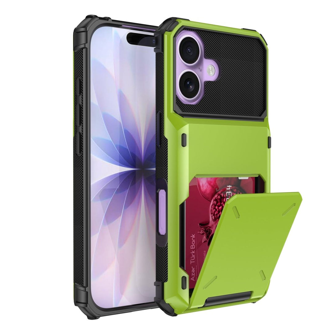 Shockproof Wallet Phone Case iPhone 16 Lime Green Parkfield Supplies