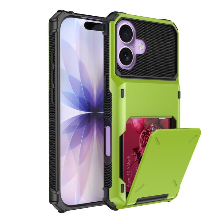 Shockproof Wallet Phone Case iPhone 16 Lime Green Parkfield Supplies
