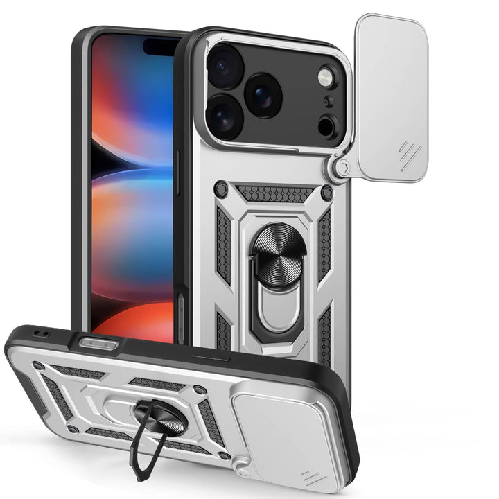 Magnetic Shockproof Phone Case With Camera Cover iPhone 16 / Silver CM220811-02-iPhone 16-Silver
