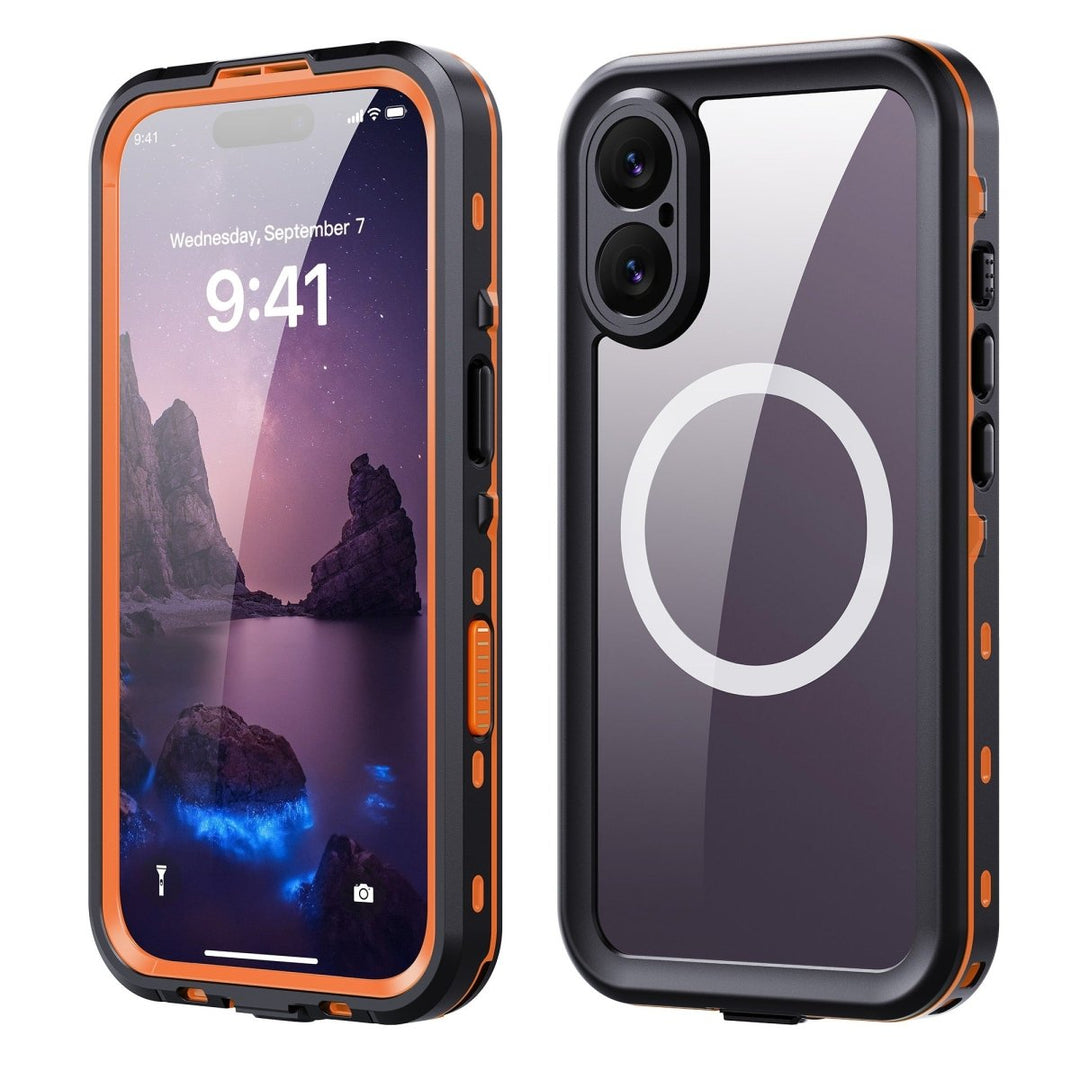 Waterproof Phone Case With Magnetic Charging iPhone 17 Orange Parkfield Supplies