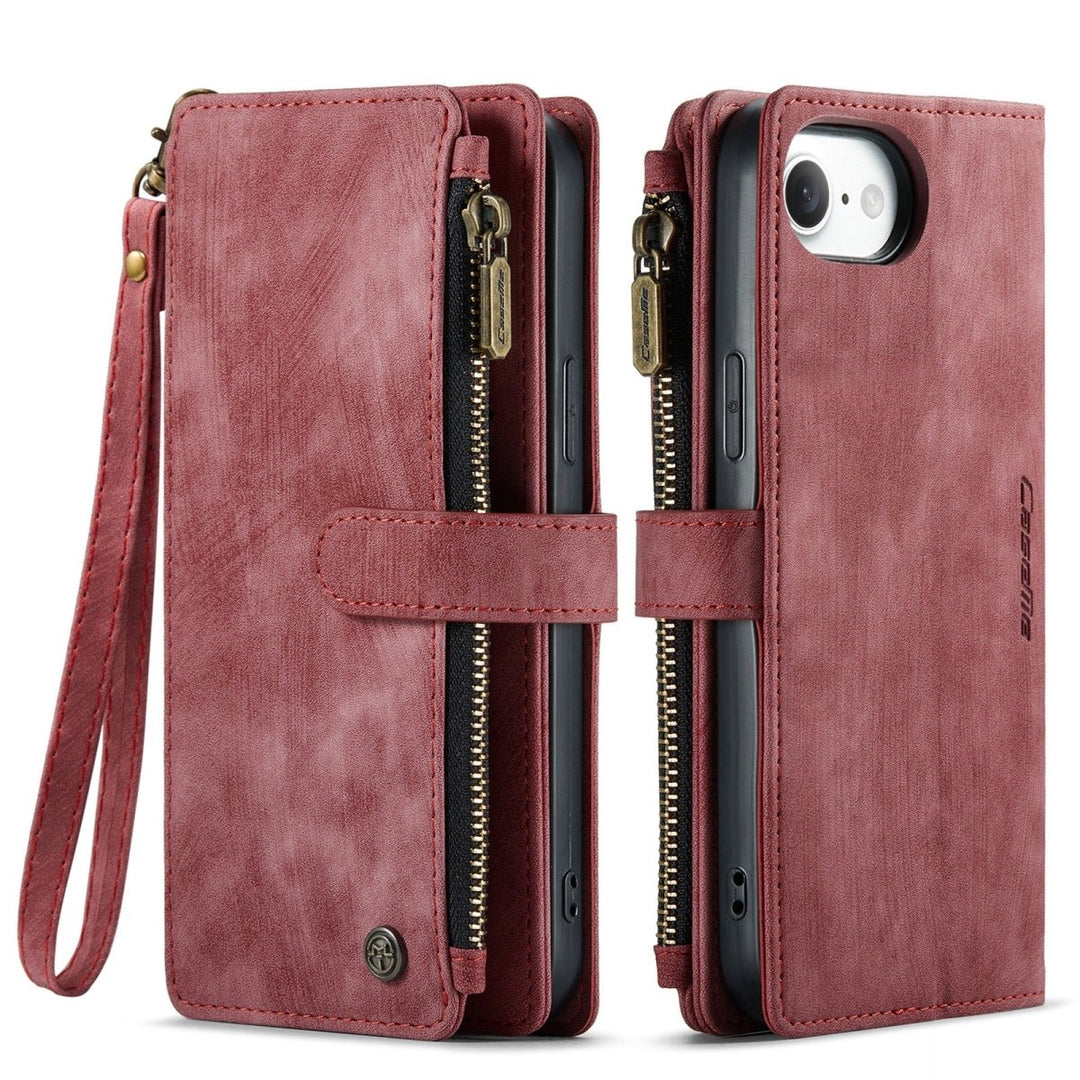 Zipper Leather Wallet Phone Case iPhone 16e Red Parkfield Supplies