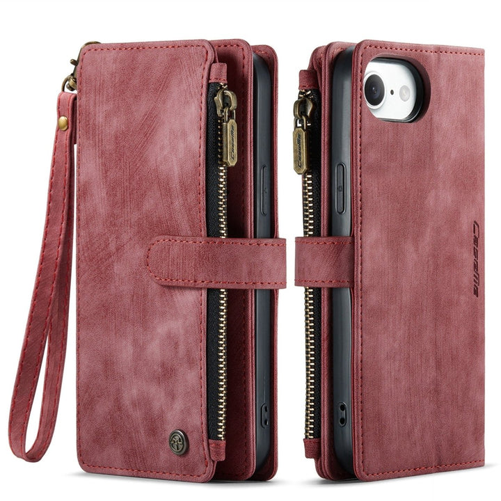 Zipper Leather Wallet Phone Case iPhone 16e Red Parkfield Supplies