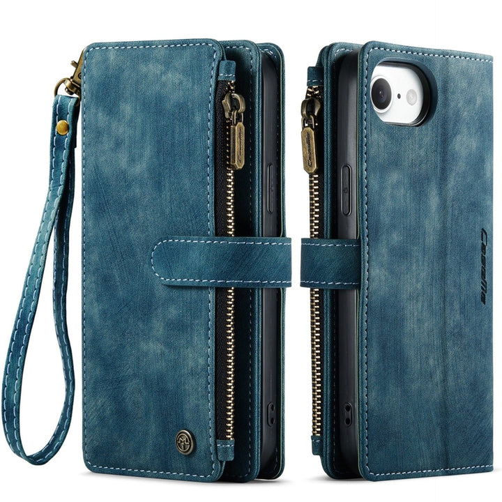 Zipper Leather Wallet Phone Case iPhone 16e Blue Parkfield Supplies