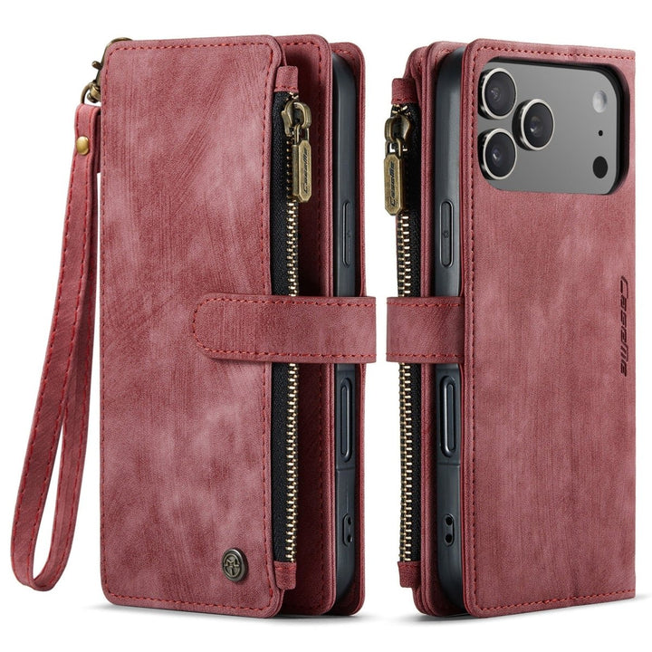 Zipper Leather Wallet Phone Case iPhone 17 Pro Red Parkfield Supplies