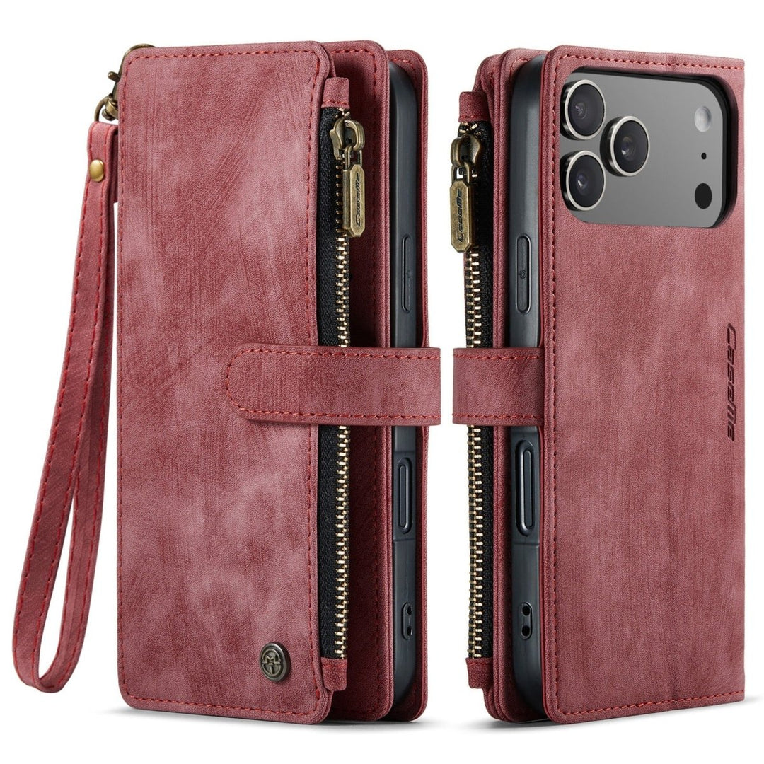 Zipper Leather Wallet Phone Case iPhone 17 Pro Max Red Parkfield Supplies