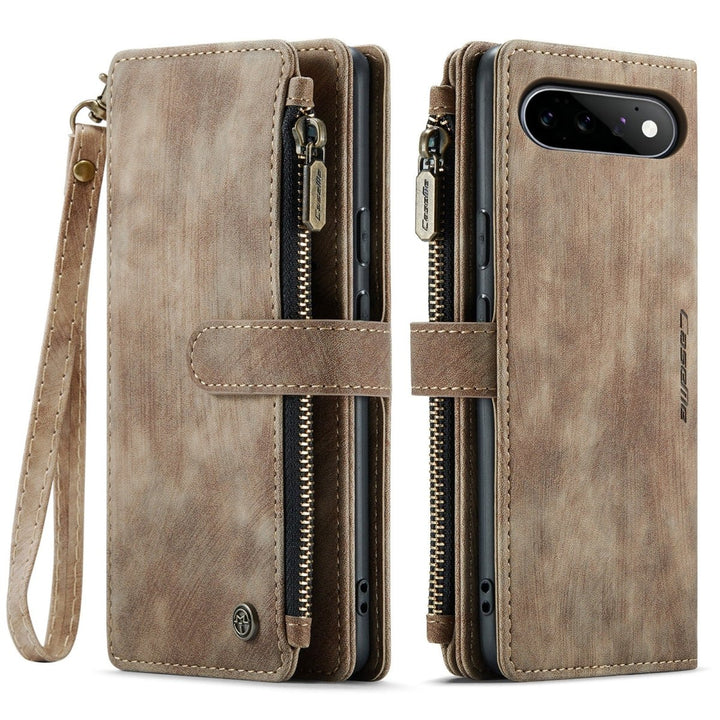 Zipper Leather Wallet Case For Google Pixel Google Pixel 11 Brown Parkfield Supplies