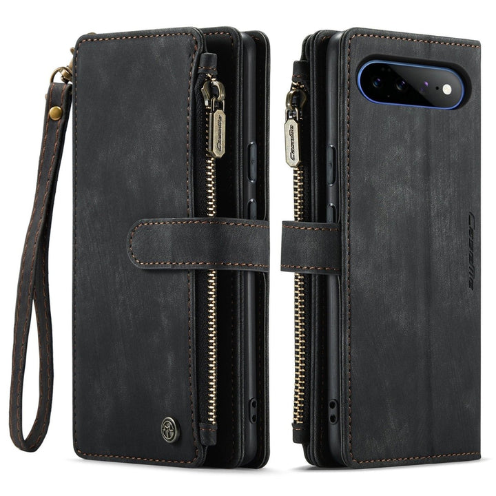 Zipper Leather Wallet Case For Google Pixel Google Pixel 11 Pro XL Black Parkfield Supplies