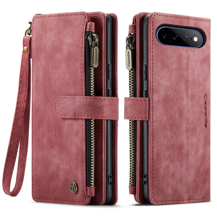 Zipper Leather Wallet Case For Google Pixel Google Pixel 11 Pro XL Red Parkfield Supplies