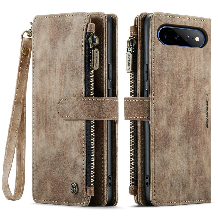 Zipper Leather Wallet Case For Google Pixel Google Pixel 11 Pro XL Brown Parkfield Supplies
