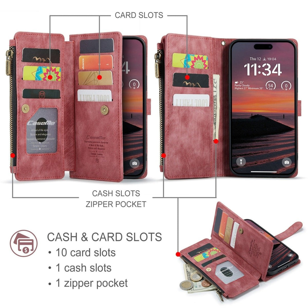 Zipper Leather Wallet Phone Case iPhone 17 Pro Max Brown Parkfield Supplies