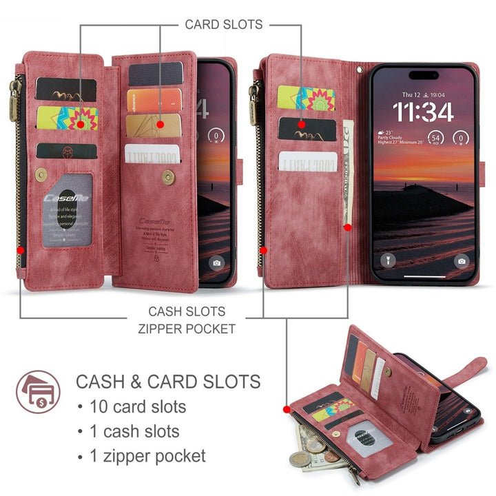 Zipper Leather Wallet Phone Case iPhone 17 Pro Max Brown Parkfield Supplies