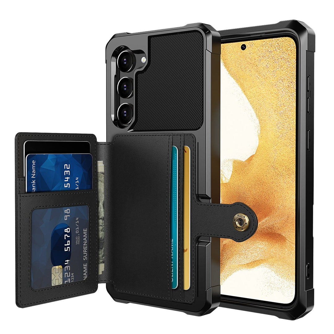 Magnetic Leather Wallet Case For Samsung Galaxy S Galaxy S23 / Black M20220305-Samsung S23 - Black