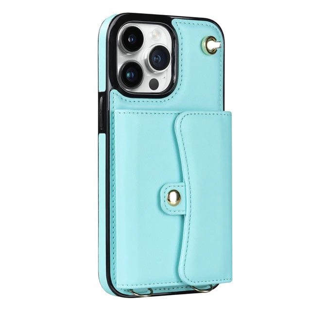 Cardholder Leather Phone Case With Lanyard iPhone 7 / Light Blue CM20230320-C-03-iPhone 7-Light Blue