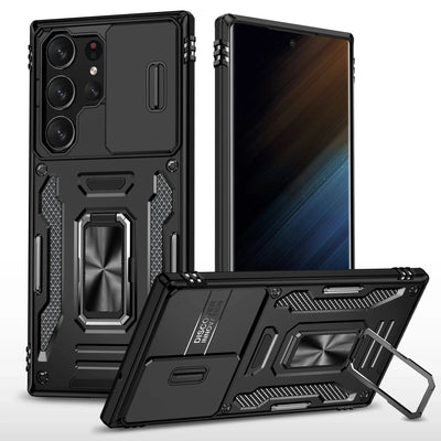 Magnetic Case With Kickstand & Camera Cover For Samsung S Series Galaxy S24 / Black CM20221010-B-05-Samsung S24-Black
