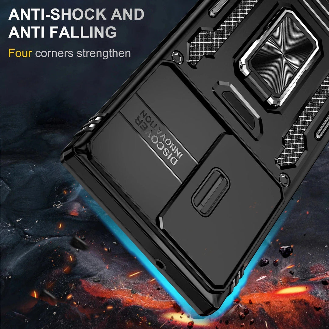 Magnetic Case With Kickstand & Camera Cover For Samsung S Series