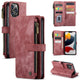 Zipper Leather Wallet Phone Case iPhone 15 / Red CM20220523-06-iPhone 15-Red