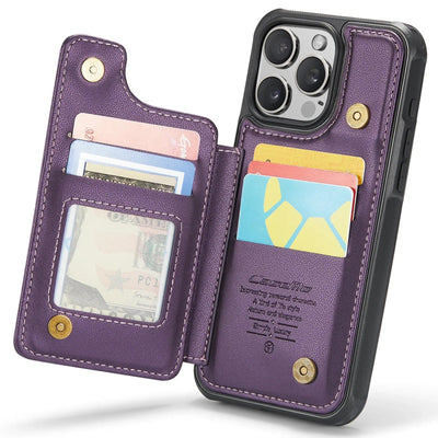 RFID Flip Leather Wallet Phone Case iPhone 15 / Purple CM20231115-01-iPhone 15-Purple