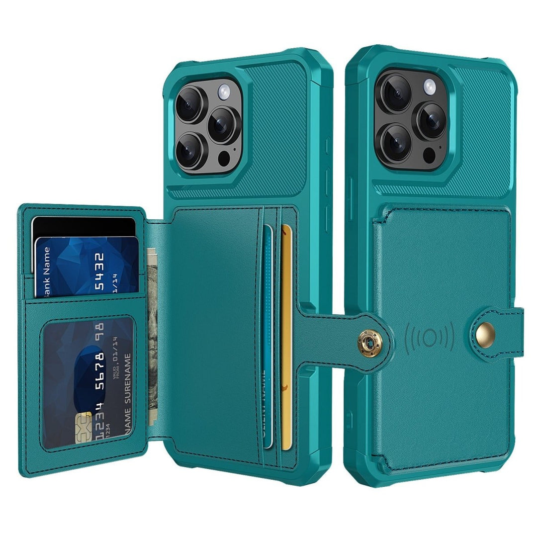 Magnetic Leather Phone Wallet Case iPhone 14 Pro Green Parkfield Supplies