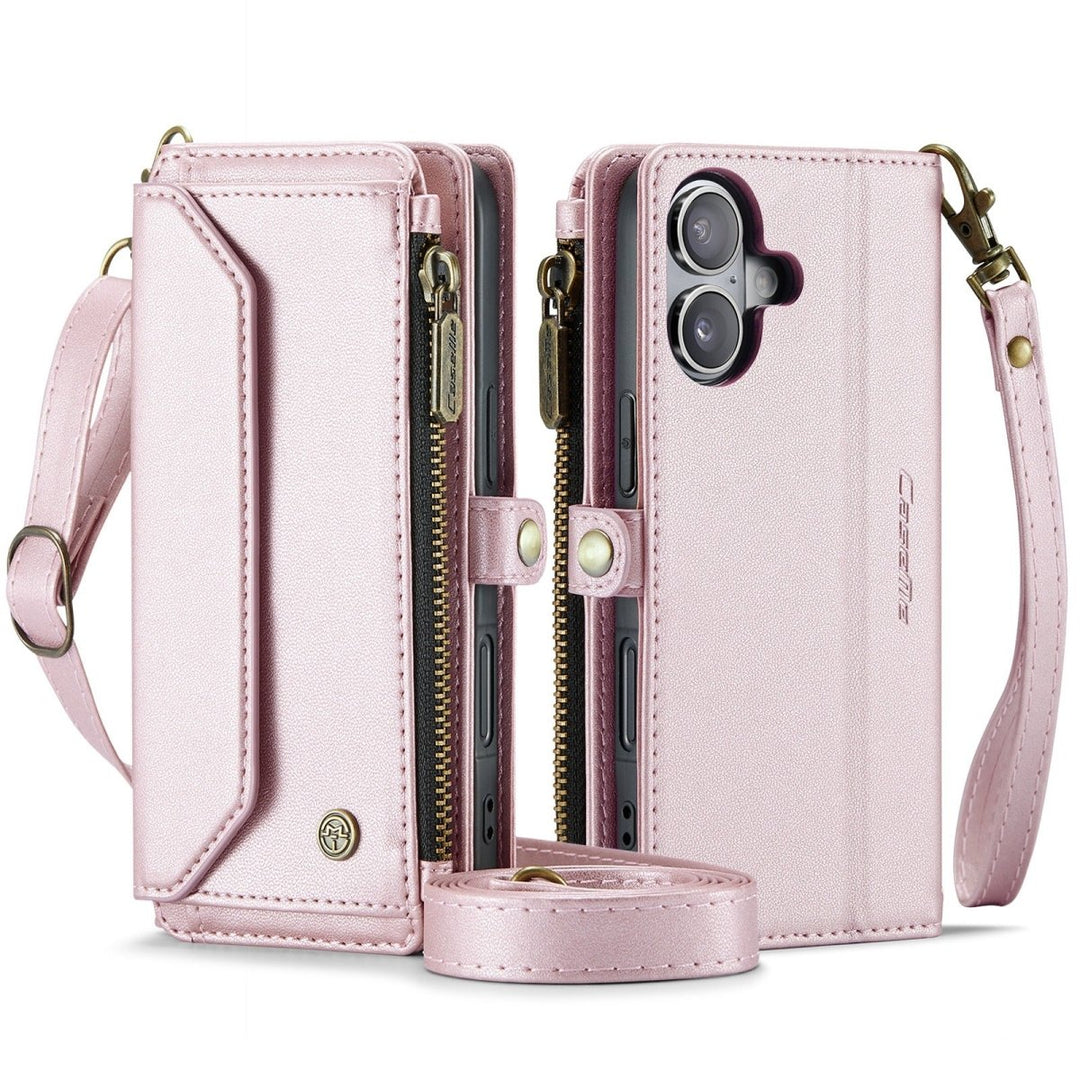 RFID Crossbody Leather Wallet Phone Case iPhone 16 Pink Parkfield Supplies