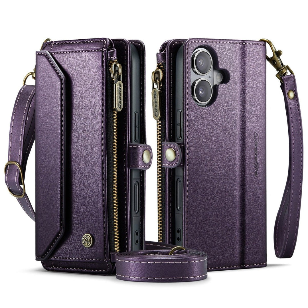 RFID Crossbody Leather Wallet Phone Case iPhone 16 Purple Parkfield Supplies