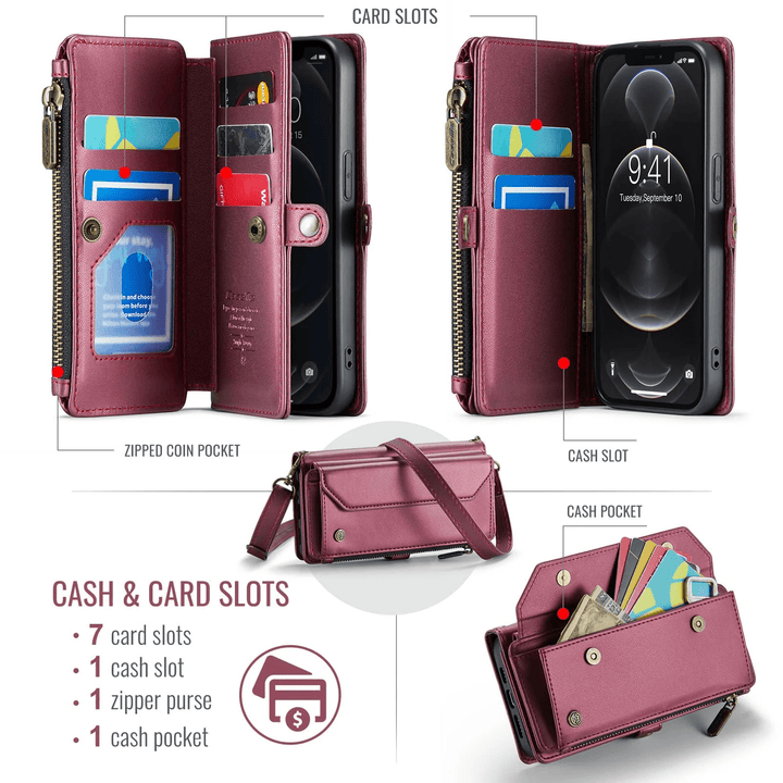 RFID Crossbody Leather Wallet Phone Case