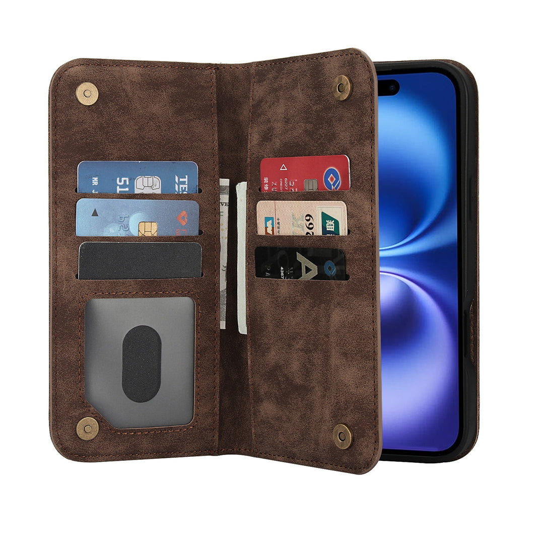 Leather Wallet Phone Case With Magnetic Charging
