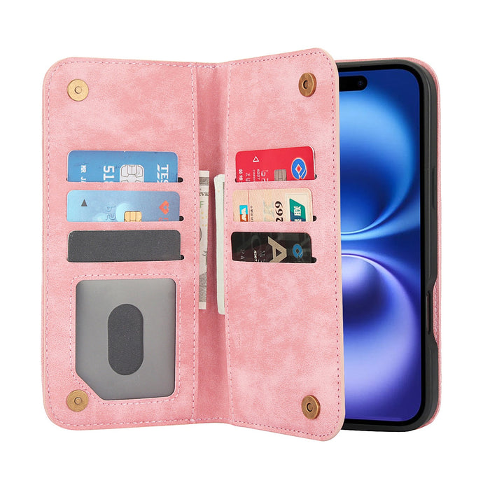 Leather Wallet Phone Case With Magnetic Charging