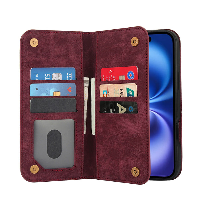 Leather Wallet Phone Case With Magnetic Charging