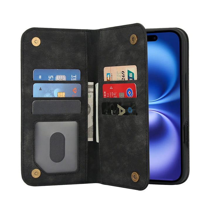 Leather Wallet Phone Case With Magnetic Charging