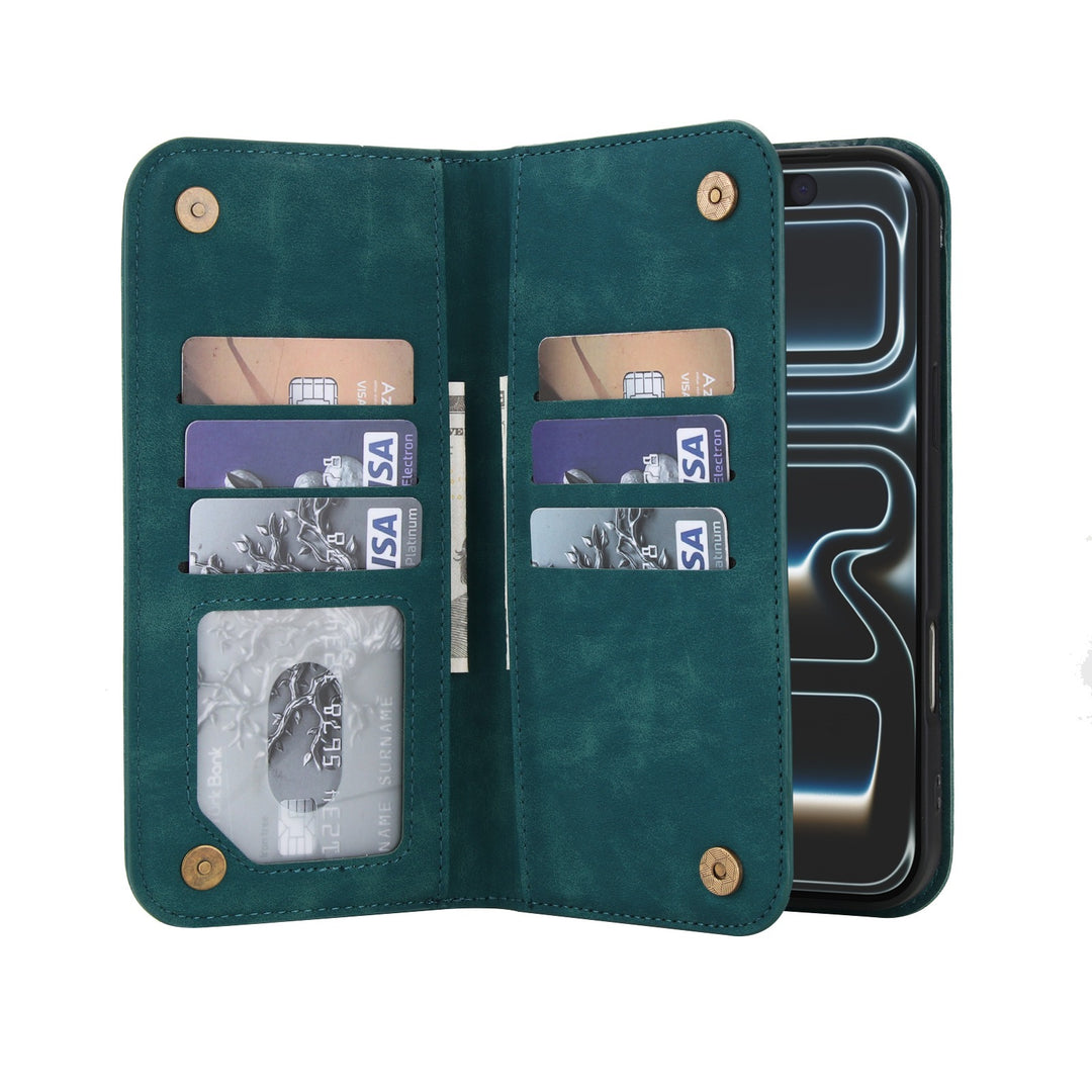 Leather Wallet Phone Case With Magnetic Charging