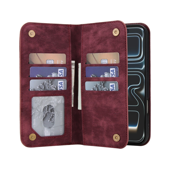 Leather Wallet Phone Case With Magnetic Charging