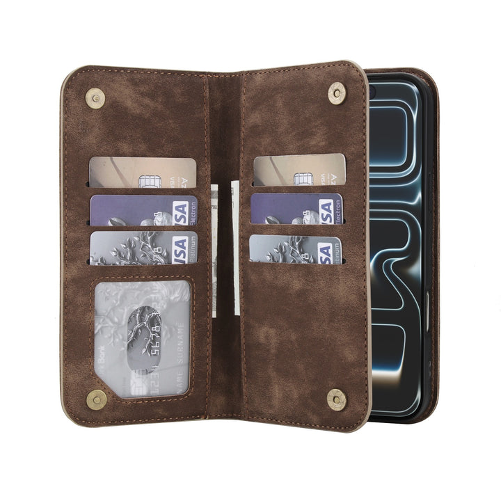 Leather Wallet Phone Case With Magnetic Charging